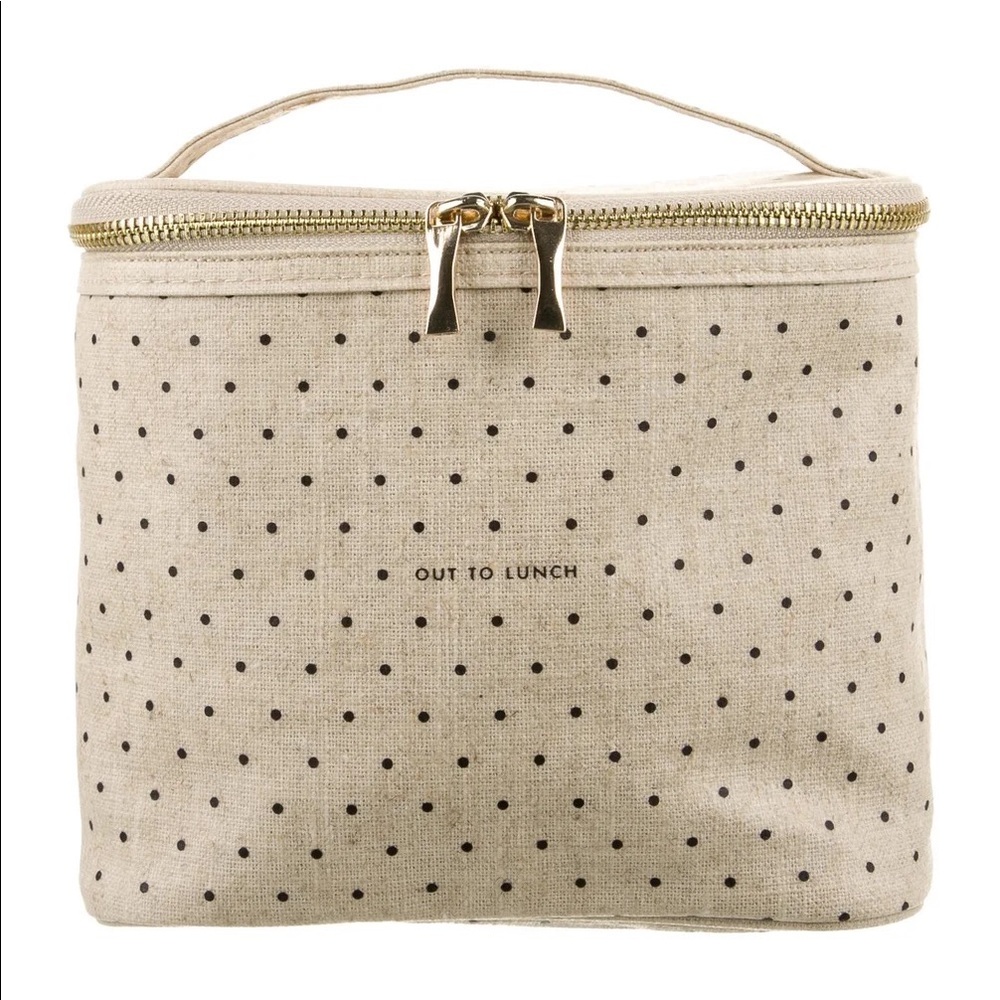 NWOT Kate Spade Out To Lunch Cream w/ Black Polka Dot Lunch Box
